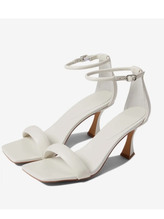 Marc Fisher Shoes - Marc Fisher White Leather Block Heel Square-Toe Ankle-Strap Heel Size 8 NWT